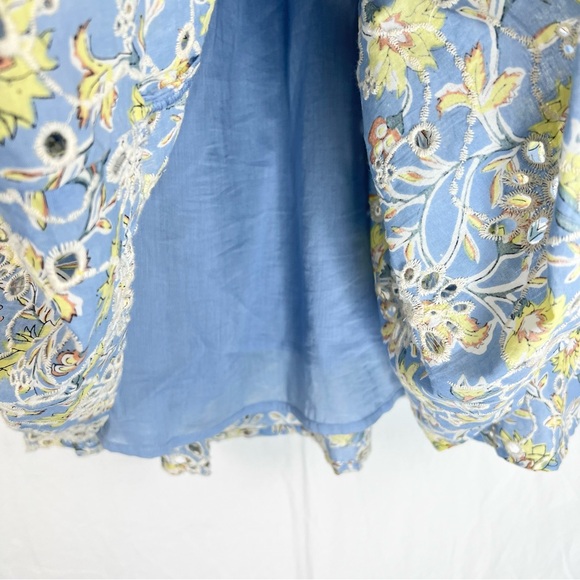 dRA Anthropologie Yara Blue Eyelet Floral Dress Sz S - Picture 9 of 16